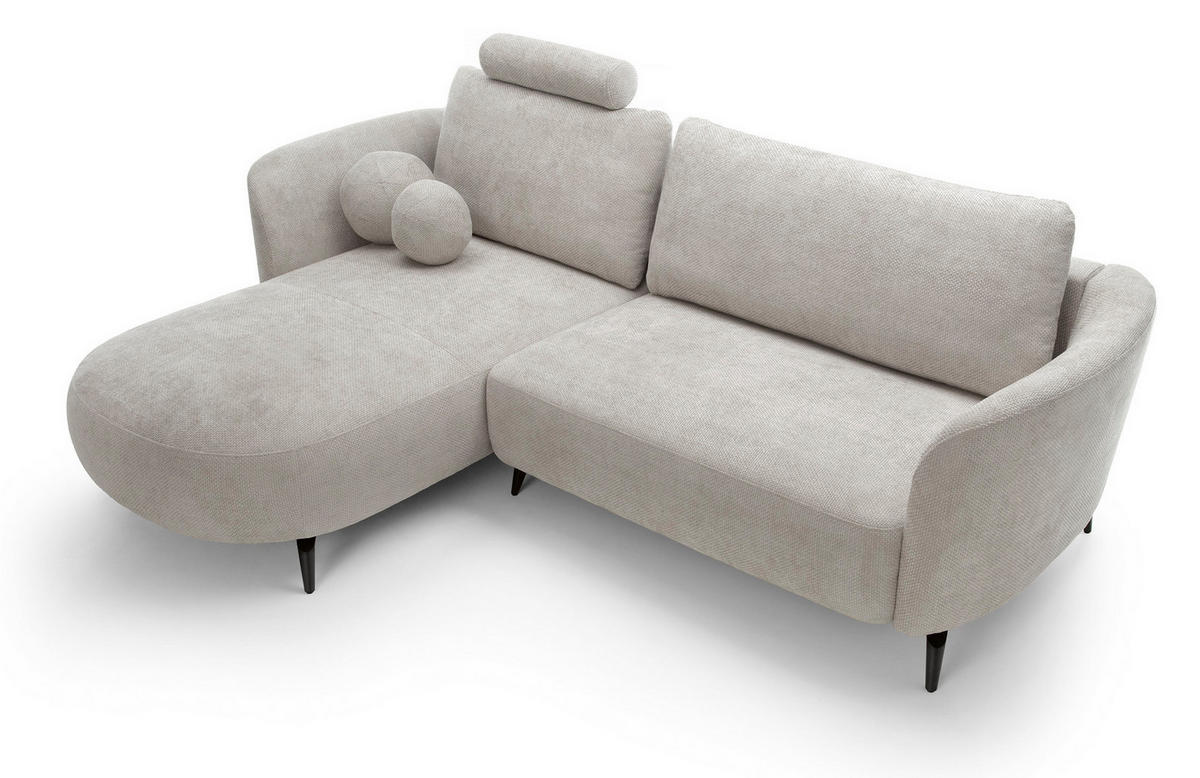 ECKSOFA auf Füßen Kendra 260 cm mit Schlaffunktion, Links, Hellgrau - Hellgrau, Holz (260/180cm) - Emporius