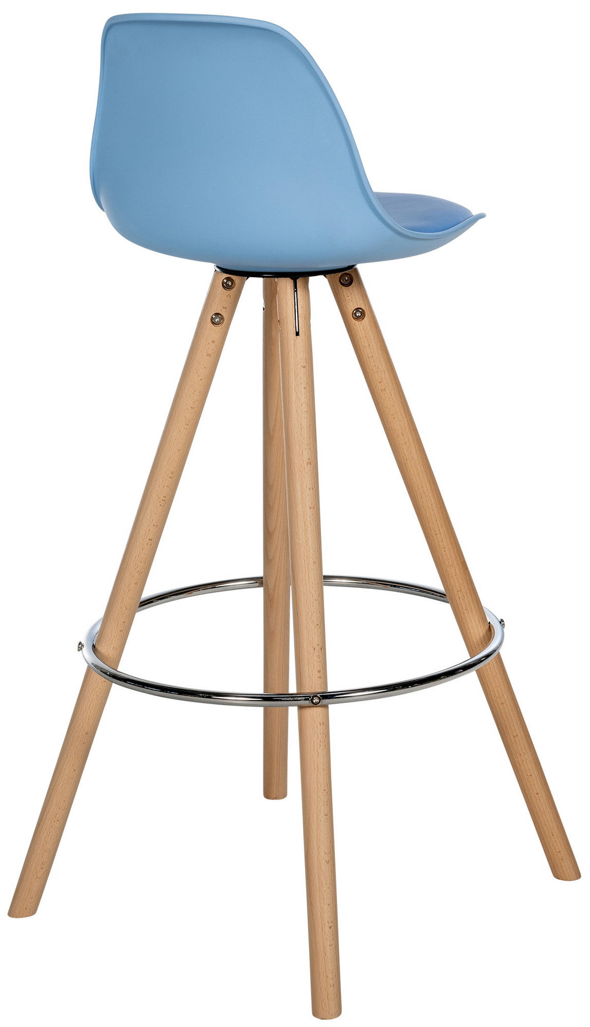 BARHOCKER Lederlook blau - Blau/Eukalyptusholzfarben, Holz/Textil (38/99/44cm) - CLP