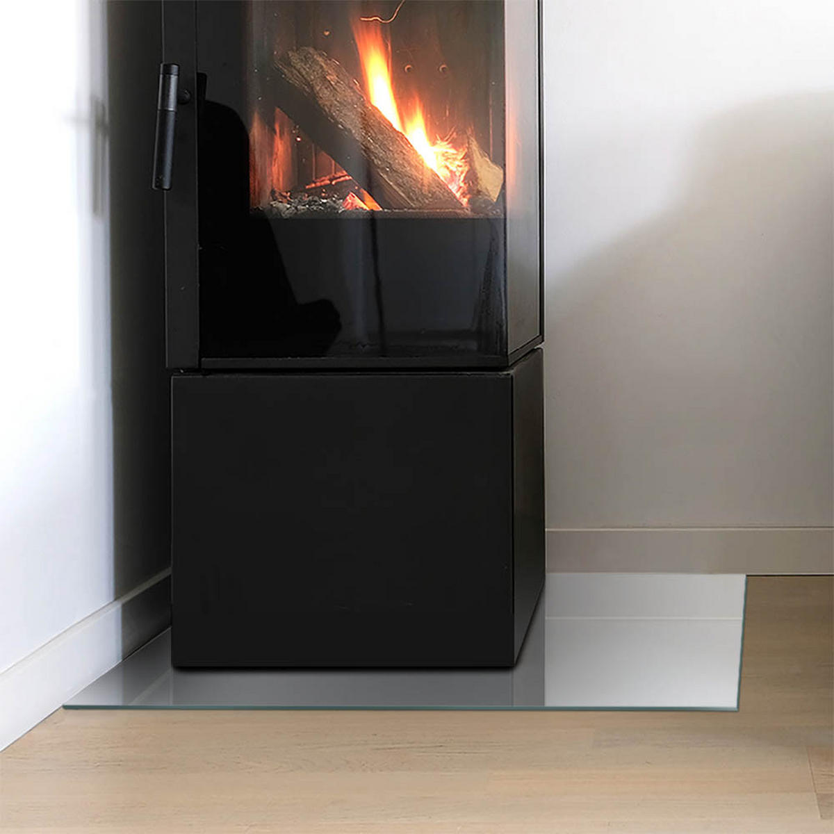 GLASPLATTE für Kamin 60x40 cm - Grau, Glas (60/40/0.4cm) - TULUP