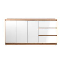 SIDEBOARD mit 3 Türen und 3 Schubladen Hochglanz Weiß und Artisan-Eiche 178/40/88 cm - Weiß Hochglanz, Holzwerkstoff (40/88/41.5cm) - Calicosy