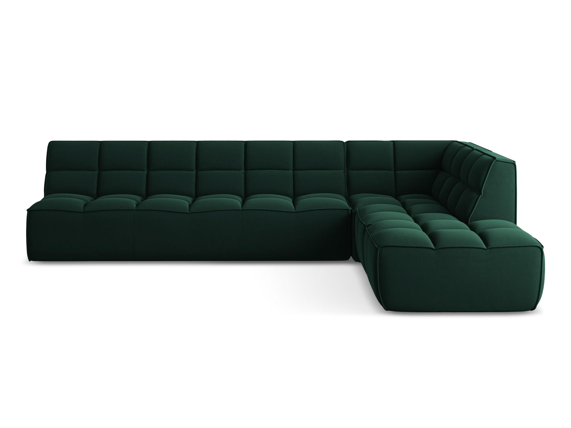 ECKSOFA Beidseitig Samt Stoff Grün - Dunkelgrün/Schwarz, Kunststoff/Textil (308/258cm) - Makamii