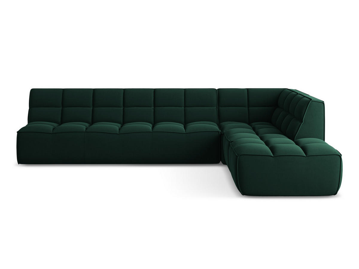 ECKSOFA Beidseitig Samt Stoff Grün - Dunkelgrün/Schwarz, Kunststoff/Textil (308/258cm) - Makamii