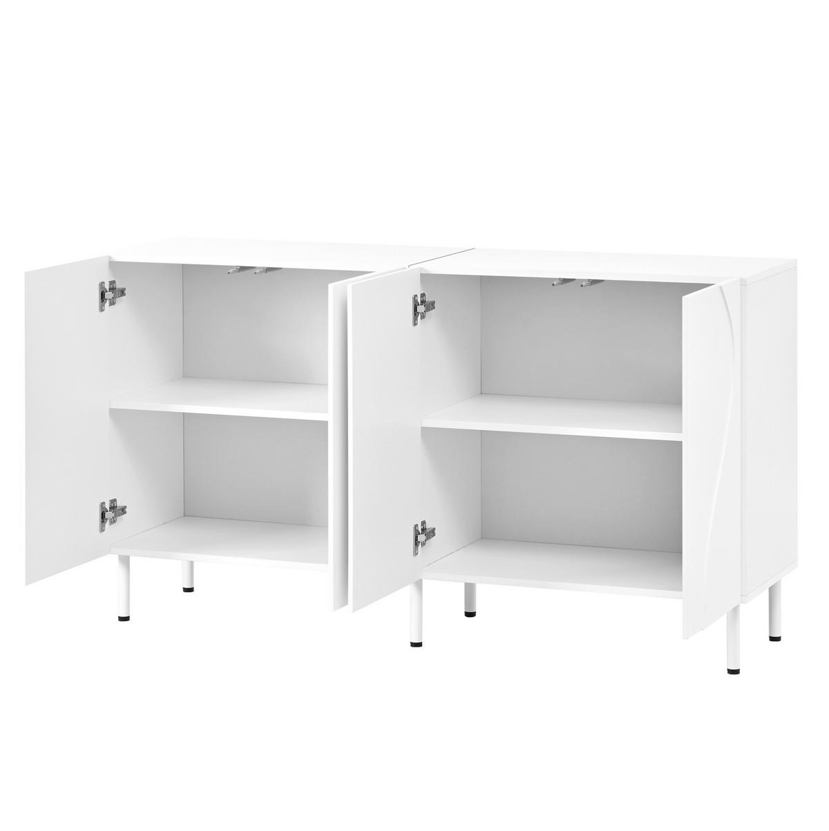 SIDEBOARD 140/40/77,5 cm Weiß aus MDF und PB mit Push-to-Open - Weiß, Holzwerkstoff (140/77.5/40cm) - OKWISH