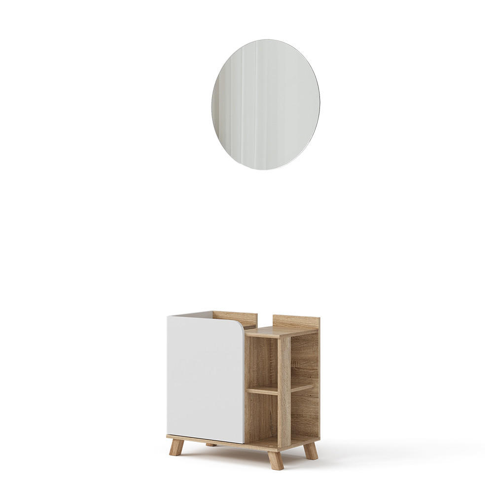 BADMÖBEL-SET Karen Sonoma/Weiß 2 Teile - Weiß/Sonoma Eiche, Holzwerkstoff (60/65/35cm) - Vicco
