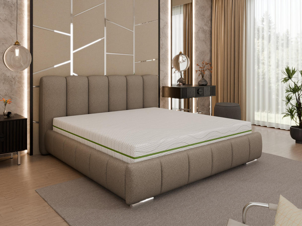 POLSTERBETT Zaira 180x200cm – Elegantes Polsterbett für modernen Wohnstil , ZONIERTE MULTI-TASCHEN-FEDERKERN (24cm), braun - Braun, Holz (180/200cm) - Homesy