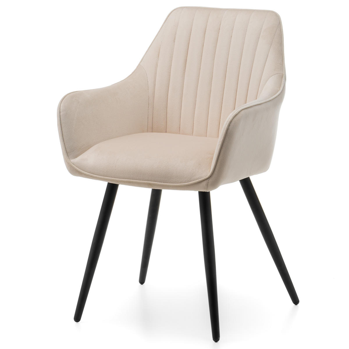 STUHL PASSO gepolstert mit Steppung - beige - Samt Velours - Ecru/Beige, Textil/Metall (58/87/60cm) - NEW HOME
