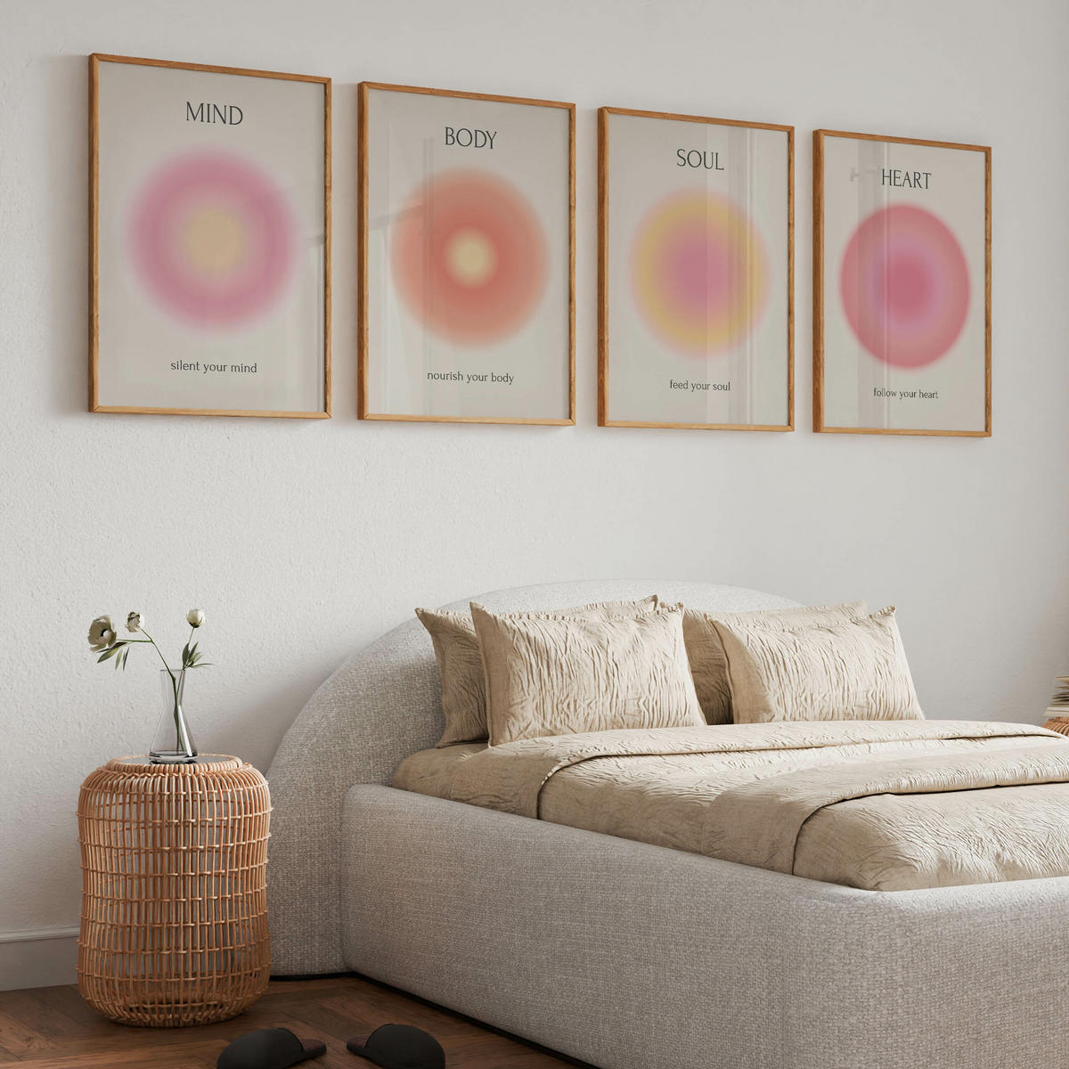 PLAKÁT Sada Aura Afirmace Mysl Duše Tělo Srdce 4x A3 30x42 cm - různobarevná, papír (30/42/42cm) - Muralo