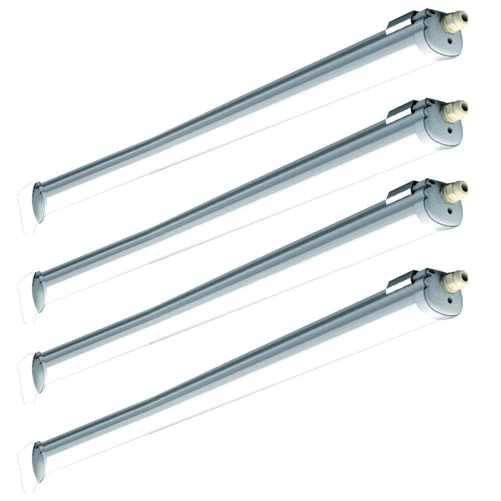 LED DECKENLEUCHTE Wannenleuchte Grau 4er Set - Grau, Kunststoff (150/6.5/5.8cm)