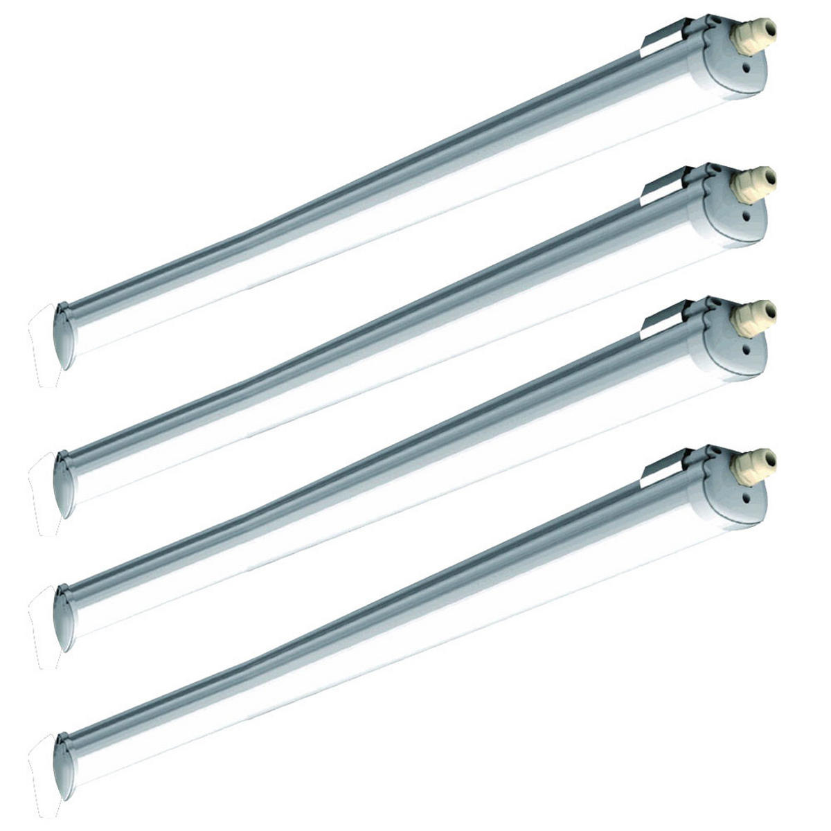 LED DECKENLEUCHTE Wannenleuchte Grau 4er Set - Grau, Kunststoff (150/6.5/5.8cm)