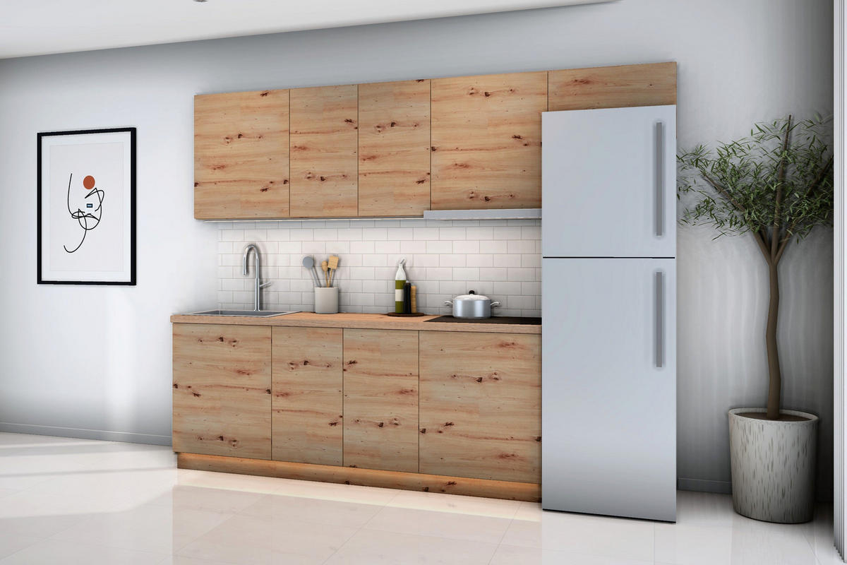 KÜCHENZEILE Nexa Woodline – 260 cm – K16-G260 - Hellbraun, Holzwerkstoff (260/210/47cm) - ROYAL24_MARKT