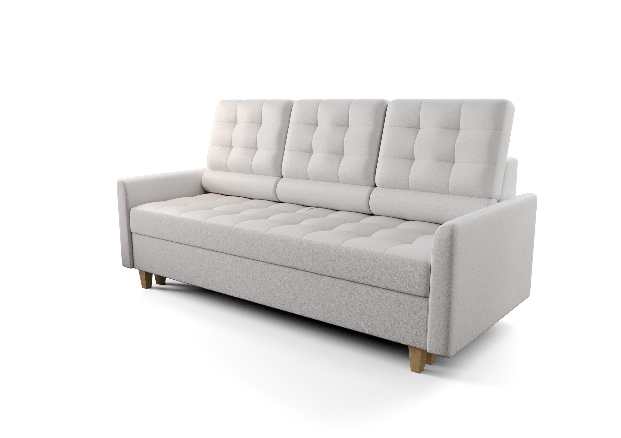 SCHLAFSOFA KONGO 03, Sofa mit Schlaffunktion, Farbe: Weiß, Kunstleder - Weiß, Textil (215/103/96cm) - O-Sofa