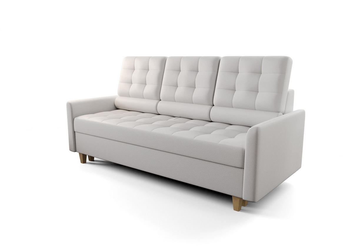 SCHLAFSOFA KONGO 03, Sofa mit Schlaffunktion, Farbe: Weiß, Kunstleder - Weiß, Textil (215/103/96cm) - O-Sofa