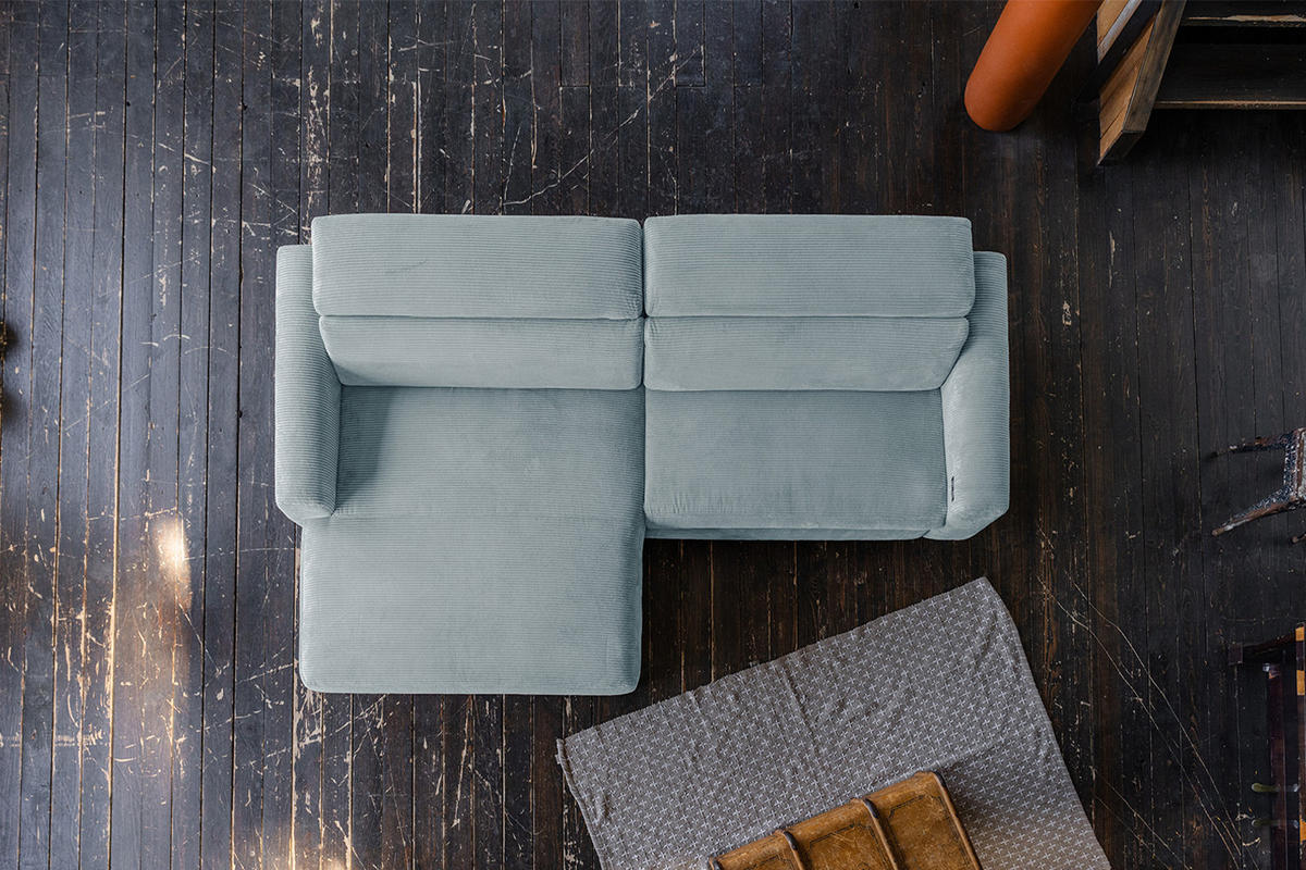 ECKSOFA LAISKA Hellblau Cord - Schwarz/Hellblau, Textil/Metall (282/177cm) - KAWOLA