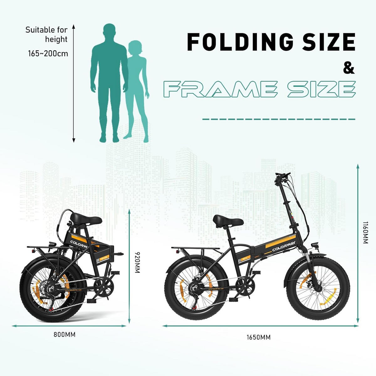 E-BIKE Klapprad BK10S 20"×4.0", 432 Wh, 7-Gang, Aluminiumrahmen - Schwarz, Metall (30cm) - COLORWAY
