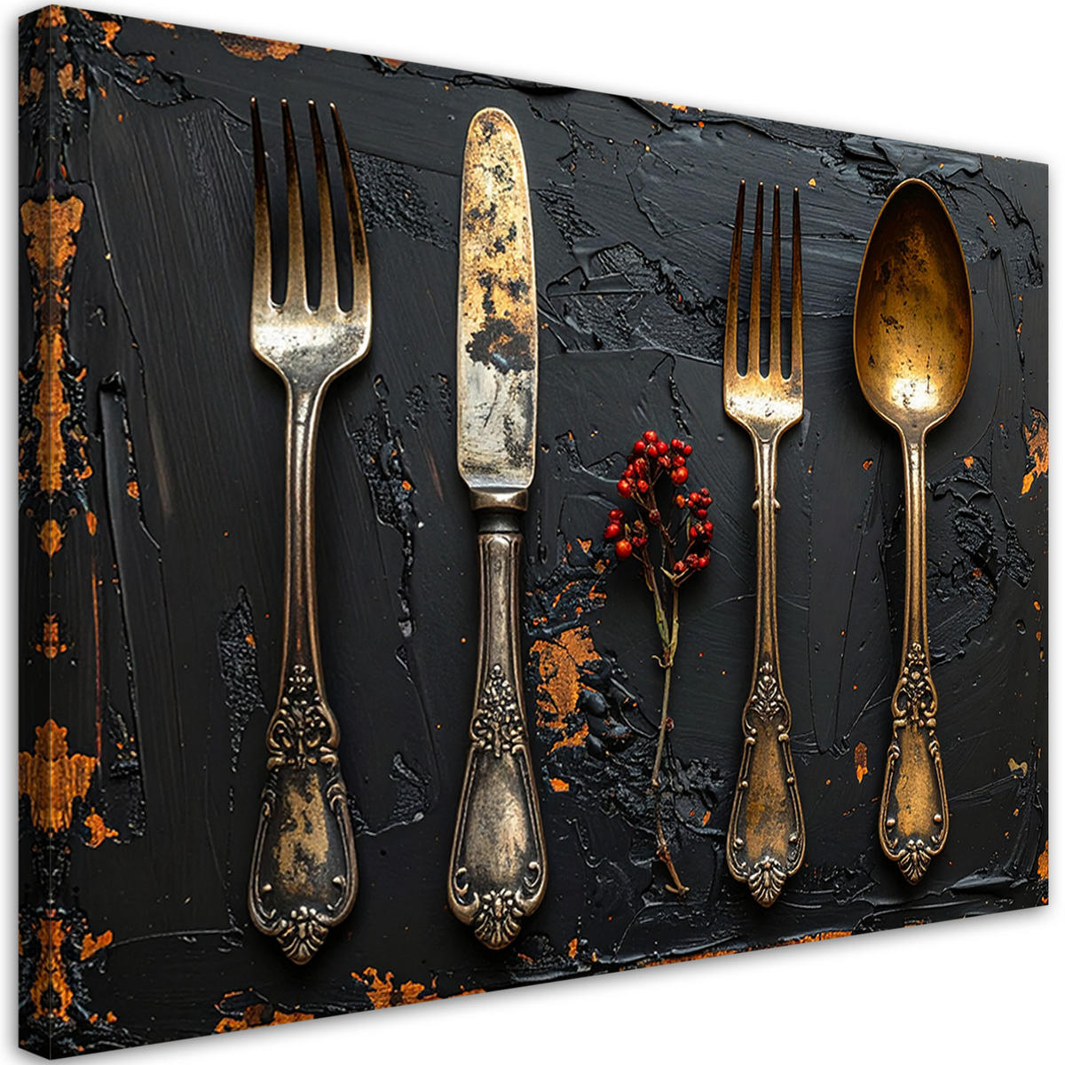 LEINWANDBILD Essen & Trinken 120x80cm - Goldfarben, Textil (120/80cm) - Feeby