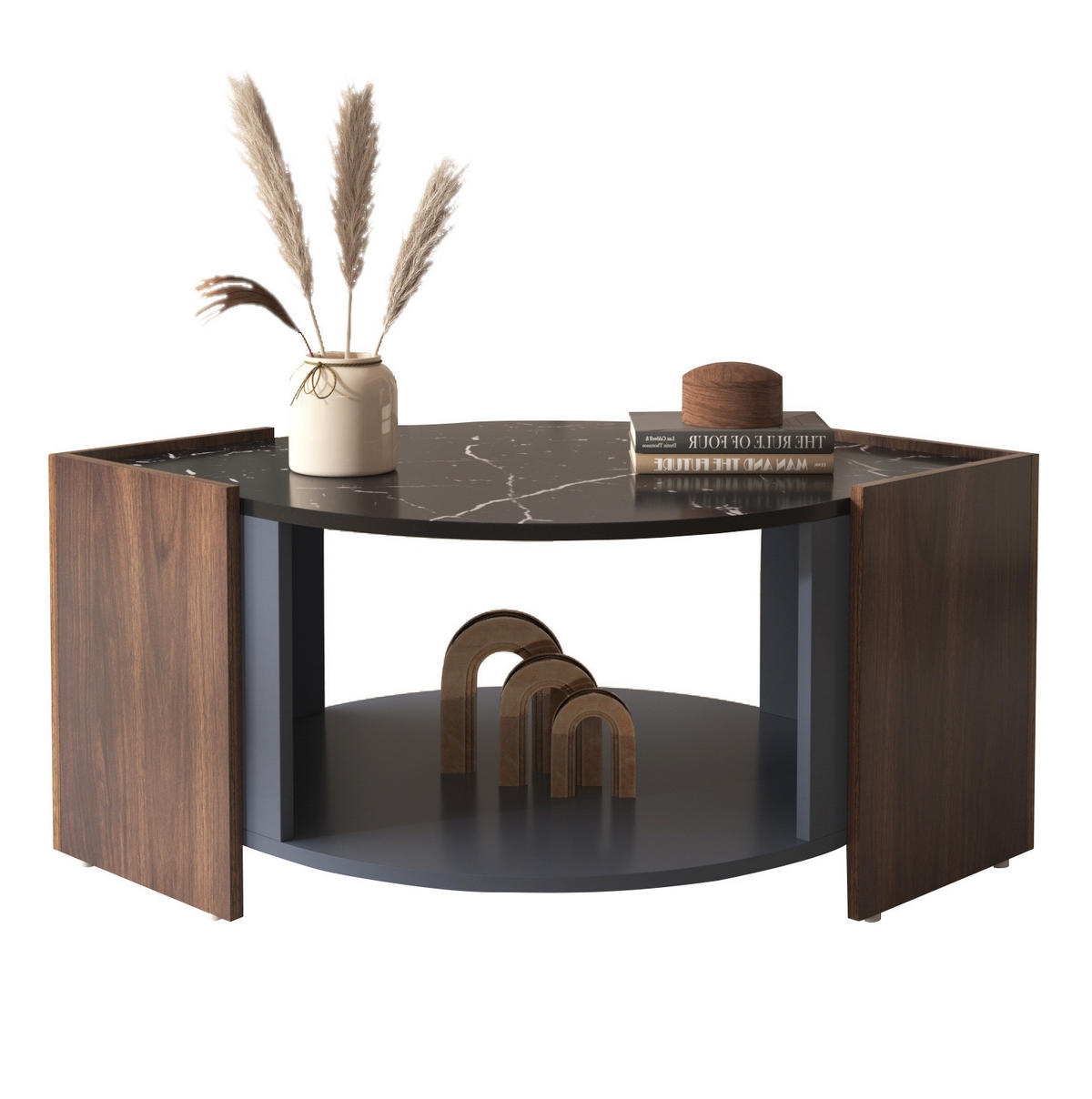 COUCHTISCH 96,5/63/40 cm Schwarz/Holzoptik aus Spanplatte mit Ablagefach - Schwarz, Holzwerkstoff (96.5/63/40cm) - OKMYHOME