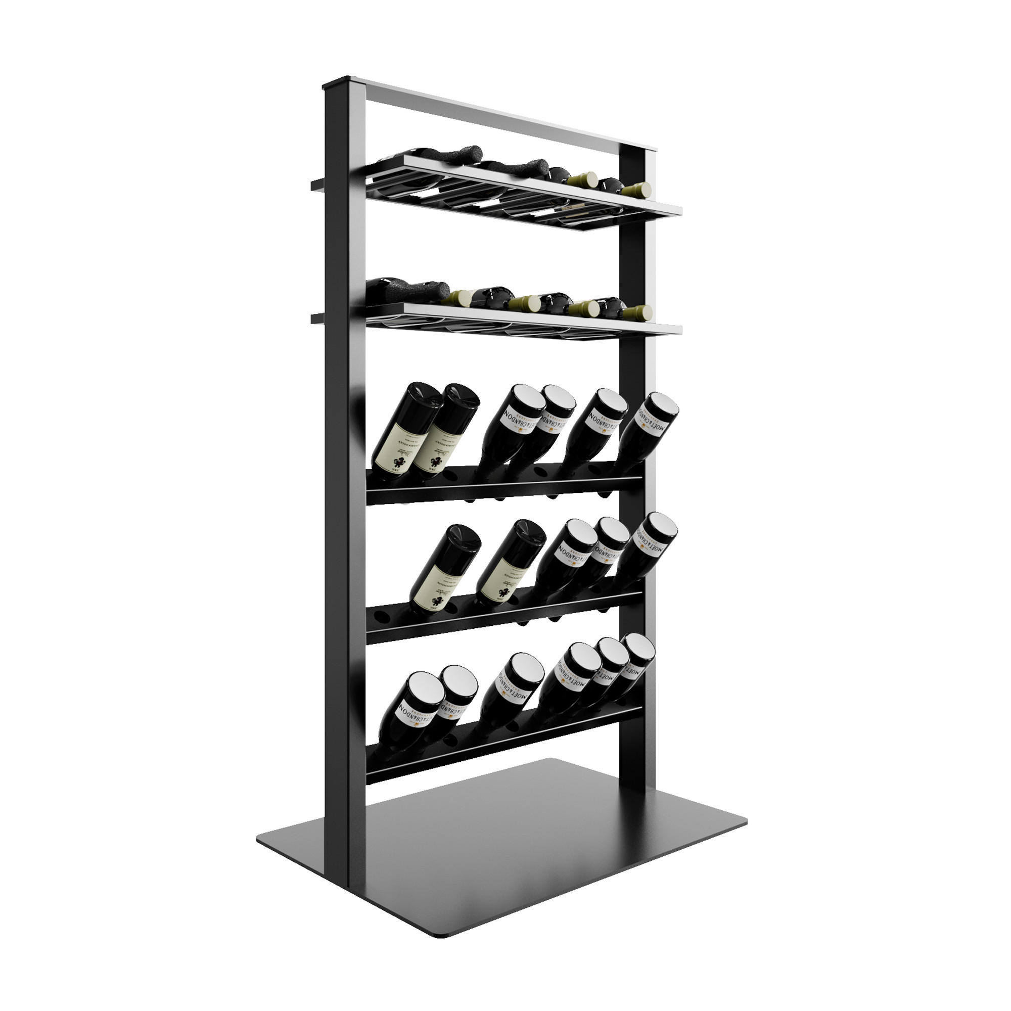 Metalo Pro KOVOVÝ STOJAN NA VÍNO Piemont na 45 lahví černá 140/80/60 cm