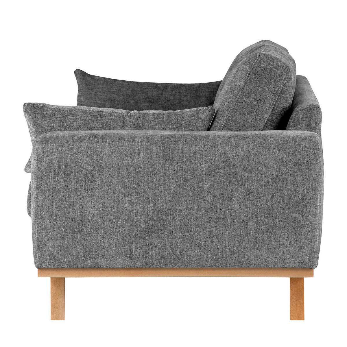 2-SITZER SOFA - Dunkelgrau/Buchefarben, Buchenholz/Textil (197/81/88cm) - home24