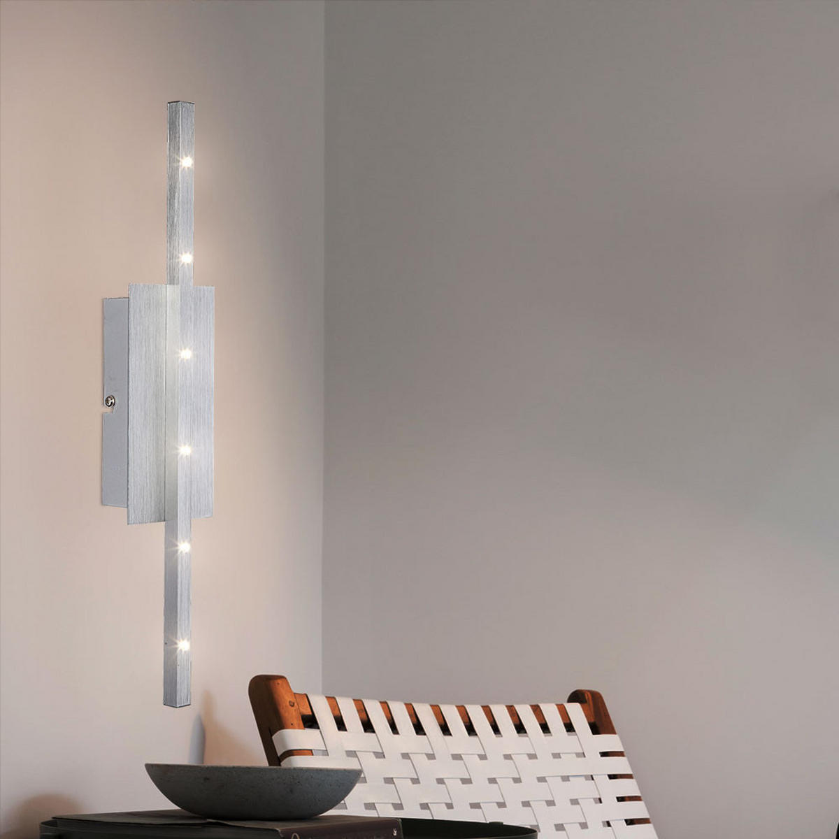 LED WANDLEUCHTE Caliban Weiß gebürstet 2er Set - Weiß, Metall (8/40.5/3cm)