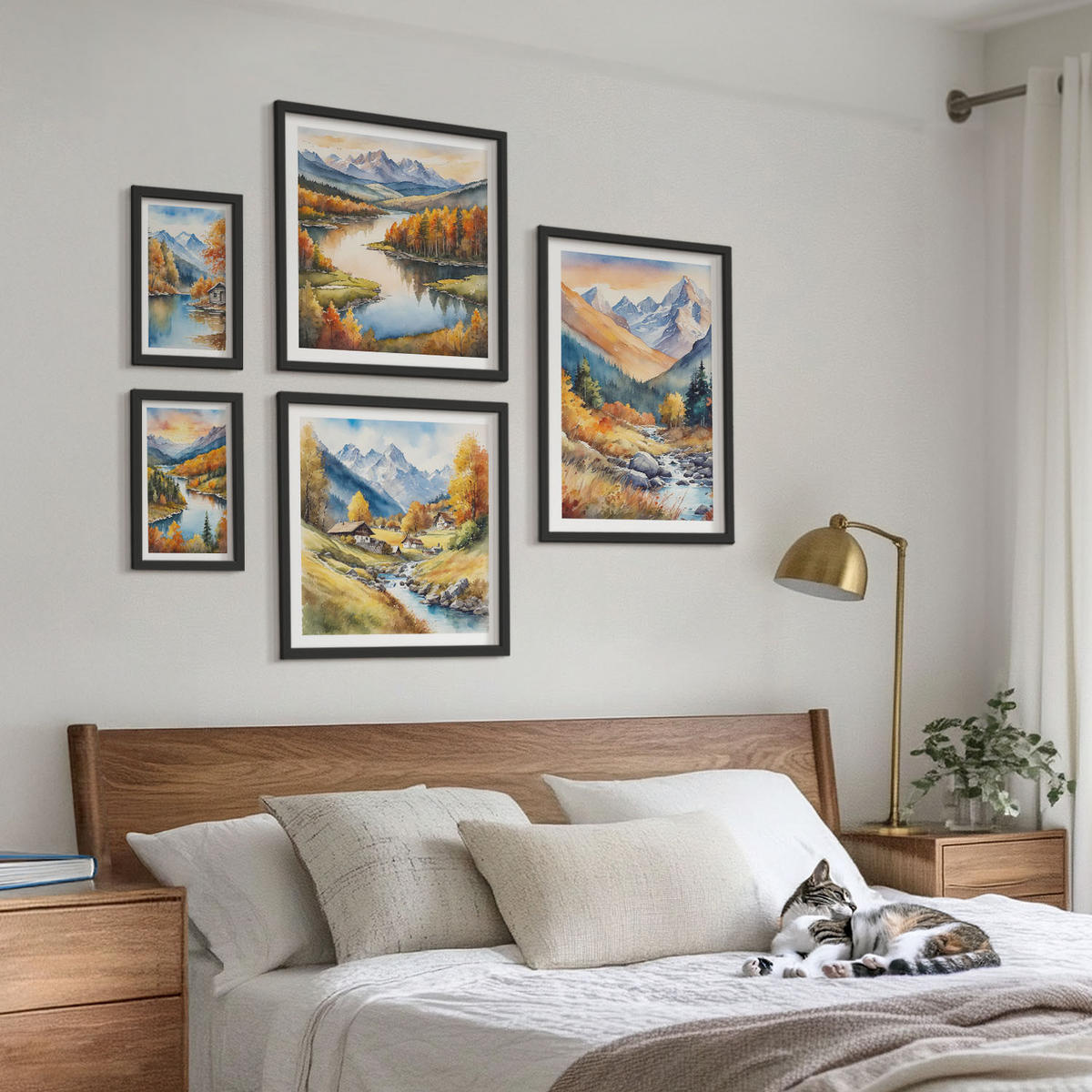 BILDER SET 5er Set - 50x50 cm & 20x30 cm & 40x60 cm Schwarzer Rahmen - Ansichten der Zitronenarchitektur von Positano - Schwarz, Kunststoff (40/60cm) - TULUP