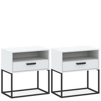 NACHTTISCH RECTUS 2-er Set - Schwarz/Weiß, Holzwerkstoff (60/65/39cm) - KONSIMO®