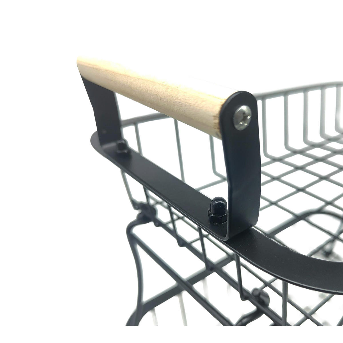 OBSTKORB - Schwarz, Holz/Metall (34cm) - Relaxdays