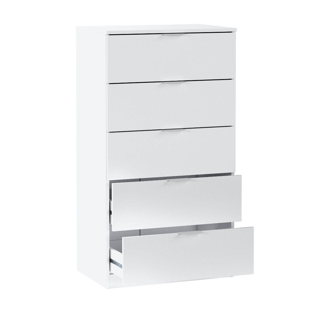 KOMMODE 5 Schubladen Kommoden - L60 cm - Weiß, Holzwerkstoff (40/110/60cm) - Calicosy