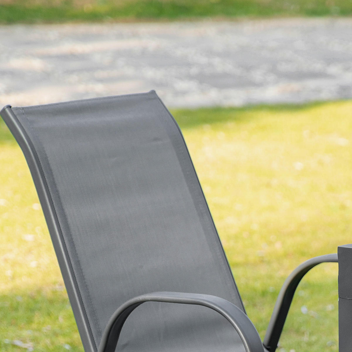 GARTENSTUHL, Essstühle, 2er-Set, mit Armlehne, Metall, Textil-Gewebe, Grau - Grau, Textil/Metall (54/90/70cm) - Outsunny