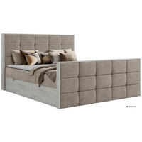 BOXBETT ALNOR DUO 180/200 - Greige Stukture - Topper T25 - H3 - Greige/Schwarz, Kunststoff/Textil (180/200cm) - MKS