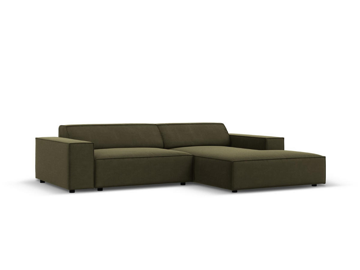 MODULARES-ECKSOFA rechts Jodie aus Samt grün 3 Sitzplätze - Grün, Textil (166/224cm) - Micadoni
