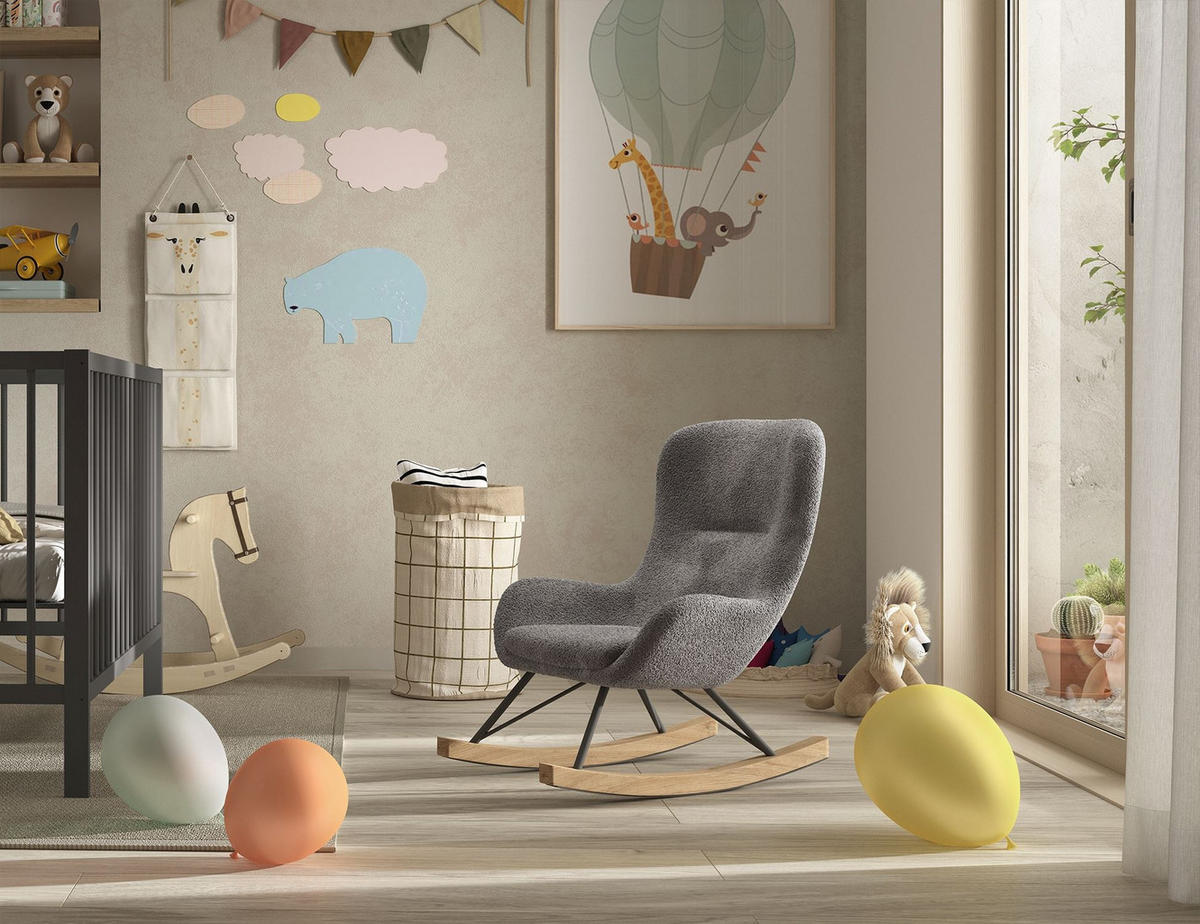 KINDERSCHAUKELSTUHL Katlina 55x65x69 Anthrazit/Natur - Anthrazit, Metall (65/69/55cm) - 58aufmkessel