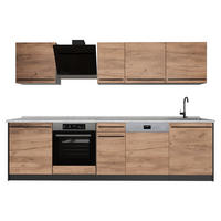 KÜCHENZEILE R-Line, Goldkraft Eiche/Weiß, 280 cm Arbeitsplatte Marmor - Honigeiche/Weiß, Holzwerkstoff (280/206.8/60cm) - Vicco