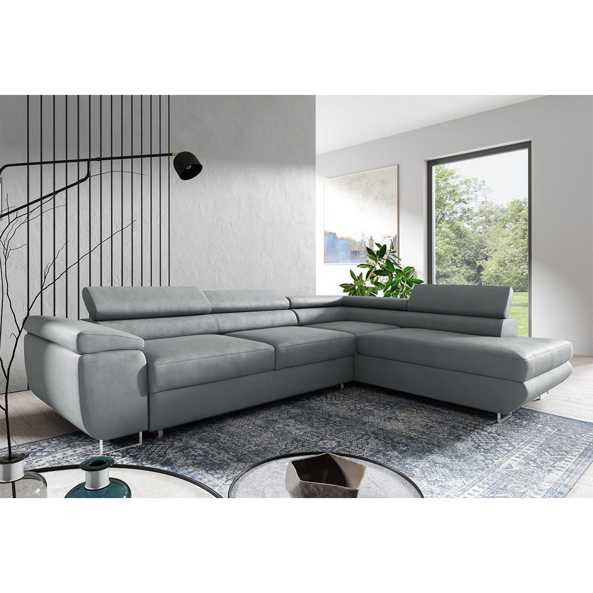 ECKSOFA Lyam 4 Sitzplätze Hellgrau - Grau, Holzwerkstoff (271/201cm) - Petits-meubles