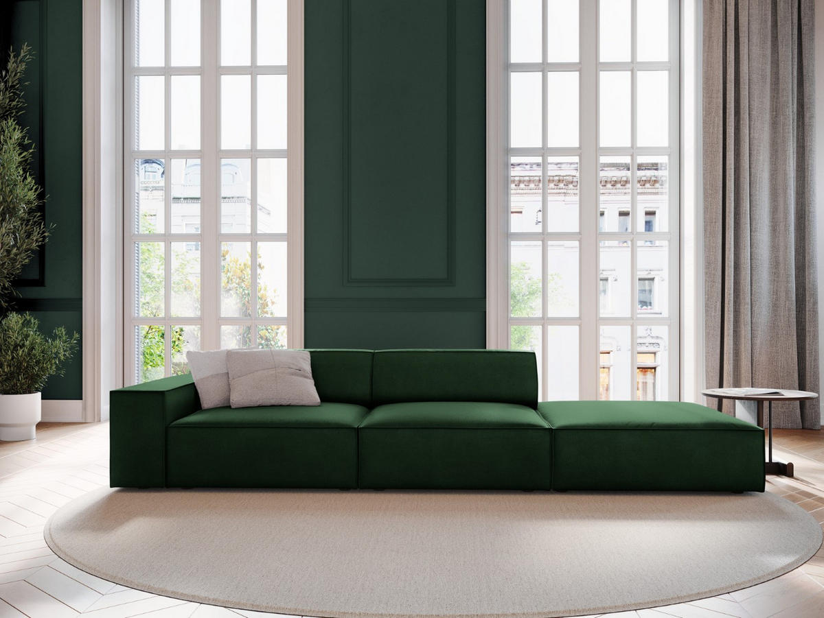SOFA Jodie aus Samt flaschengrün 3 Sitzplätze - Dunkelgrün, Textil (262/70/102cm) - Micadoni