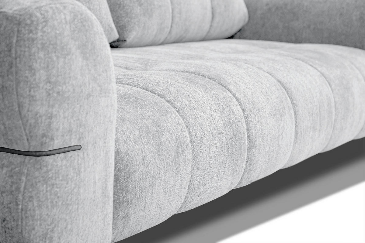SOFA SALVINI 3-Sitzer, hellgrau - Hellgrau/Schwarz, Holzwerkstoff/Textil (176/88/99cm) - Courtois Laville