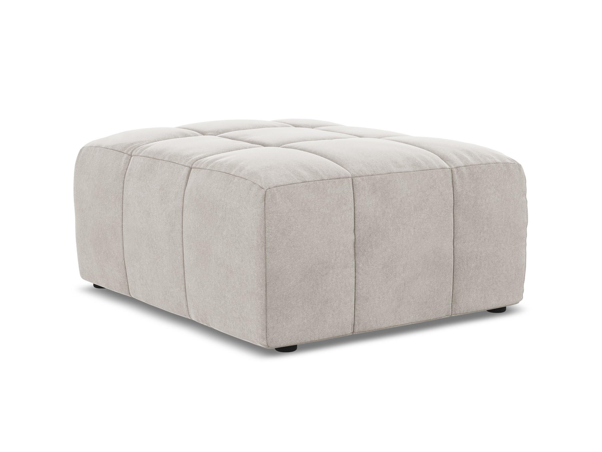 POUF Samt Stoff Beige - Creme/Schwarz, Holzwerkstoff/Kunststoff (75/41/90cm) - Makamii