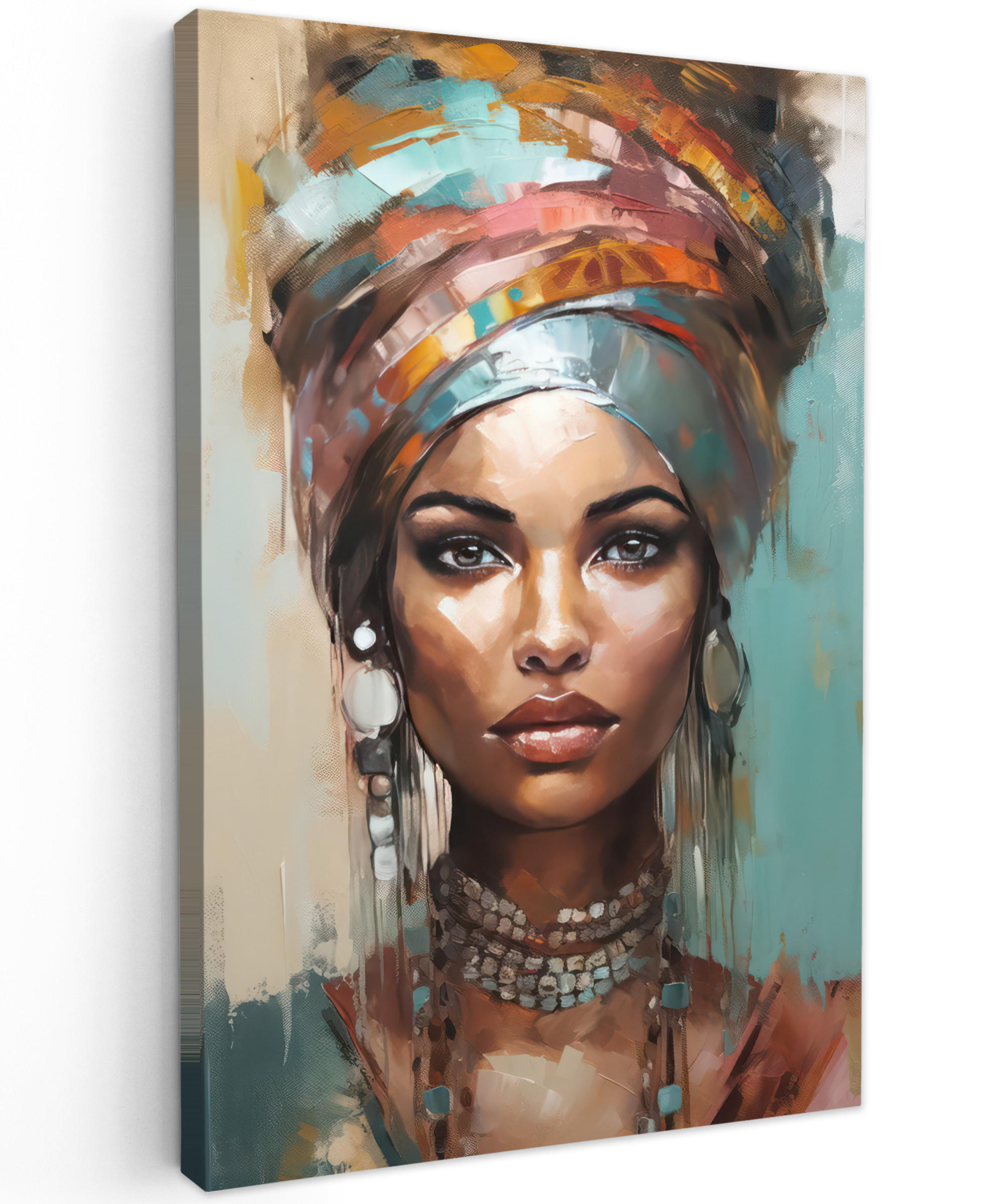 MuchoWow OBRAZ NA PLÁTNĚ Žena - Umění - Šperky - Portrét 40x60 cm