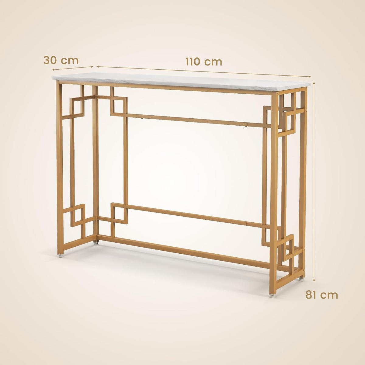 KONSOLENTISCH 81cm Weiß - Weiß, Metall (110/30/81cm) - COSTWAY