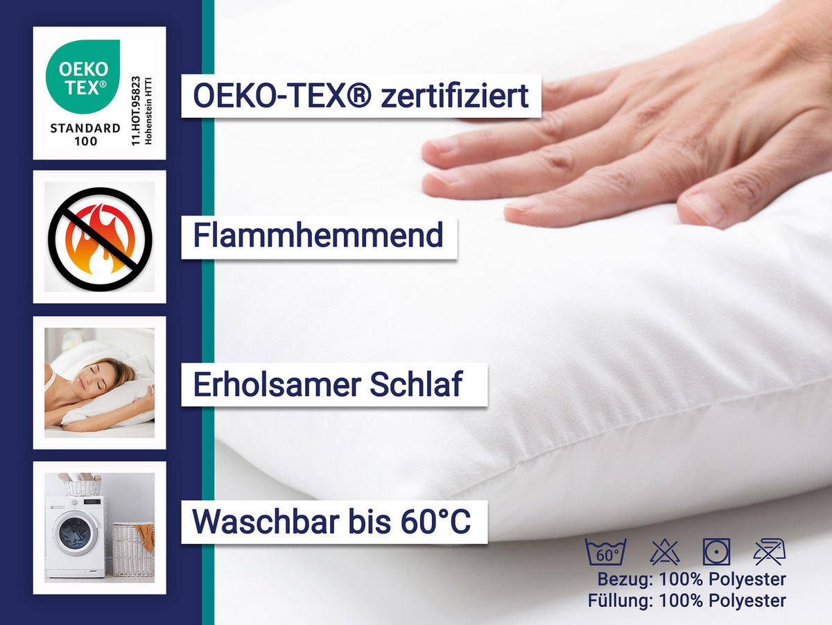 KOPFKISSEN, 80x80 cm, 100% Polyester, Weiß - Weiß, Textil (80/80cm) - Zollner