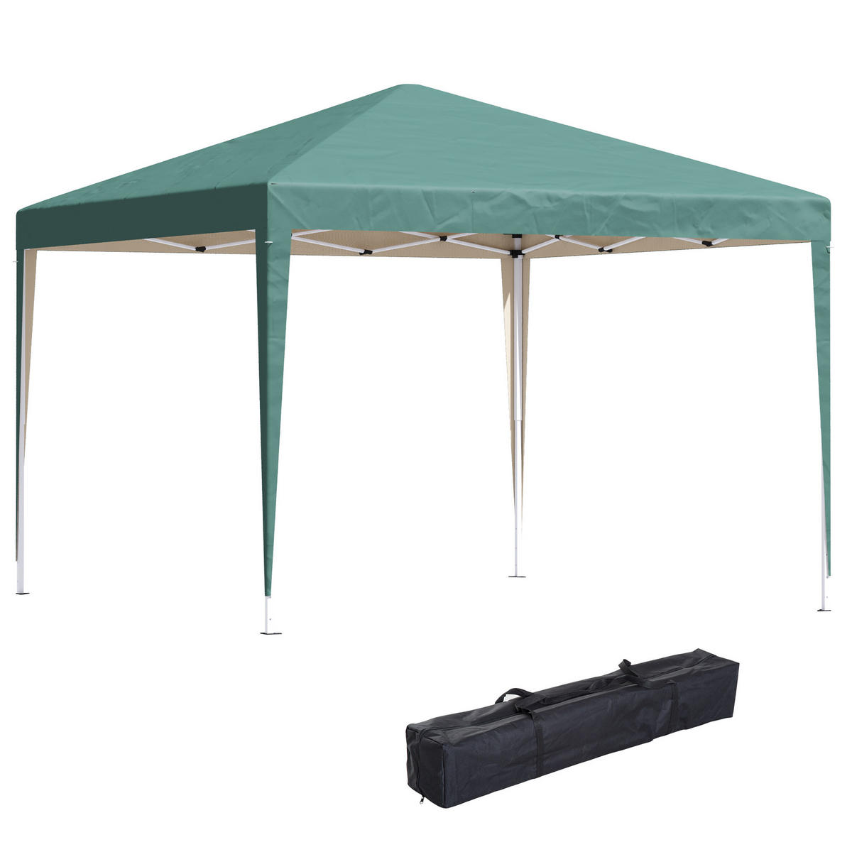 FALTPAVILLON, Hellgrau+Schwarz, Stahl, Oxfordstoff - Grün, Metall (295/255/295cm) - Outsunny