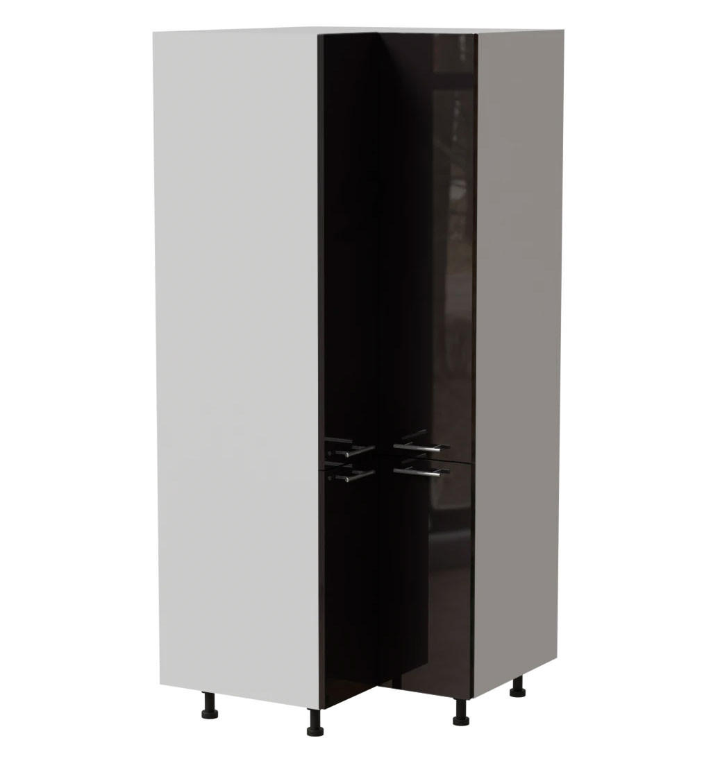 Feldmann-Wohnen Eckvorratsschrank Schwarz Hochglanz, Weiß 90x207x90 cm