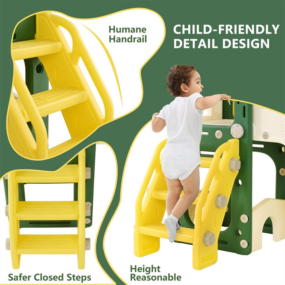 DOPPELRUTSCHE für Kinder mit Klettergerüst, Kletterwand, Spieltunnel und Teleskop - Indoor & Outdoor Spielplatz - Multicolor, Kunststoff (166/96.5/203cm) - DELFA