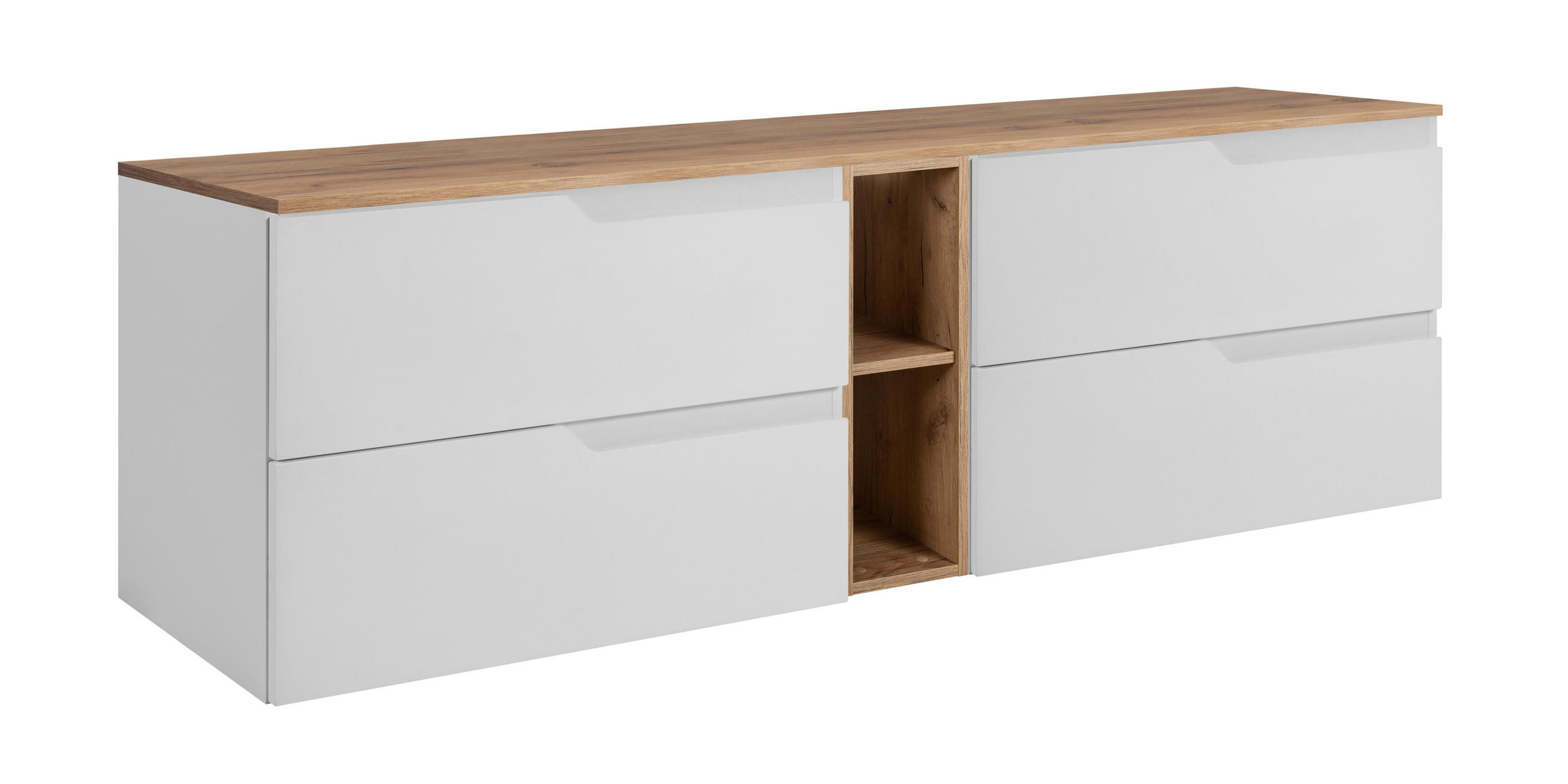BADEZIMMERSCHRANK: Weiß / Eiche Craft, 140 (2 x 60 + 20) x 46 x 58 cm - Eichefarben/Weiß, Holzwerkstoff (140/58/46cm) - 3XE LIVING