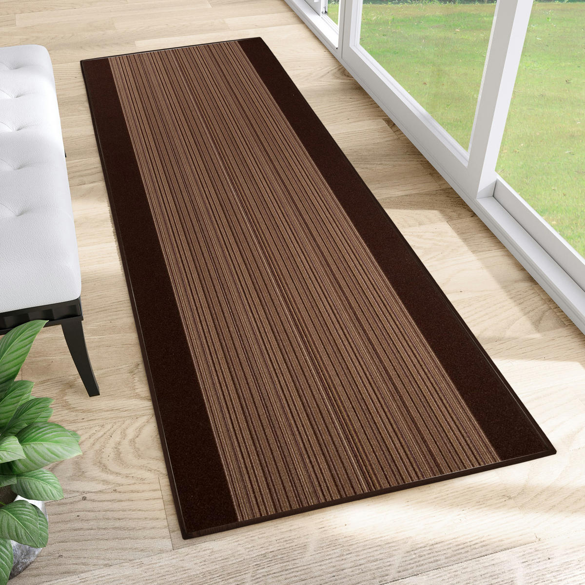 TEPPICHLÄUFER Anti-Rutsch Braun rutschfest Gummiunterlage 80/1100 cm - Braun, Textil (80/1100cm) - Tapiso