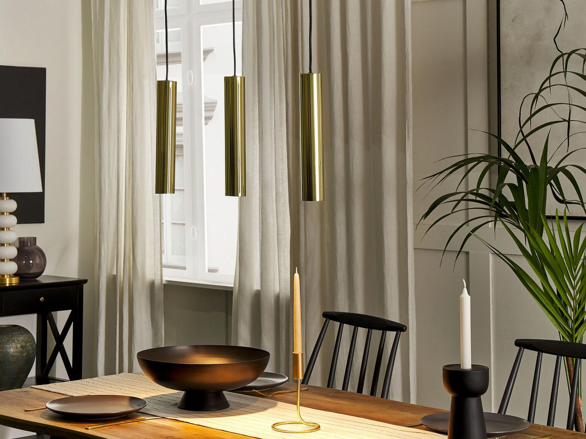 HÄNGELEUCHTE Brosna 6/60/100 cm - Messingfarben, Metall (6/60/100cm) - Beliani