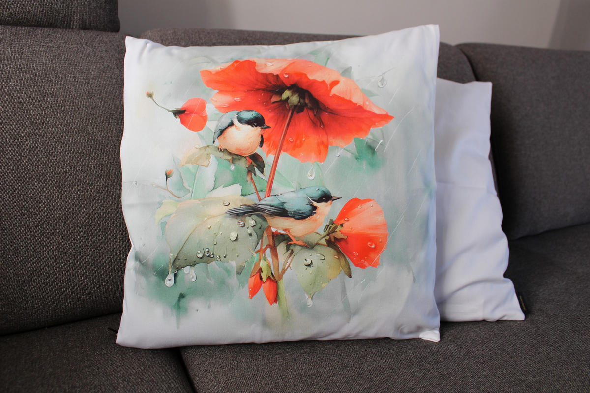 KISSENHÜLLE FRÜHLINGSFEST VÖGEL - Multicolor, Textil (50/50cm) - Yve! decoration