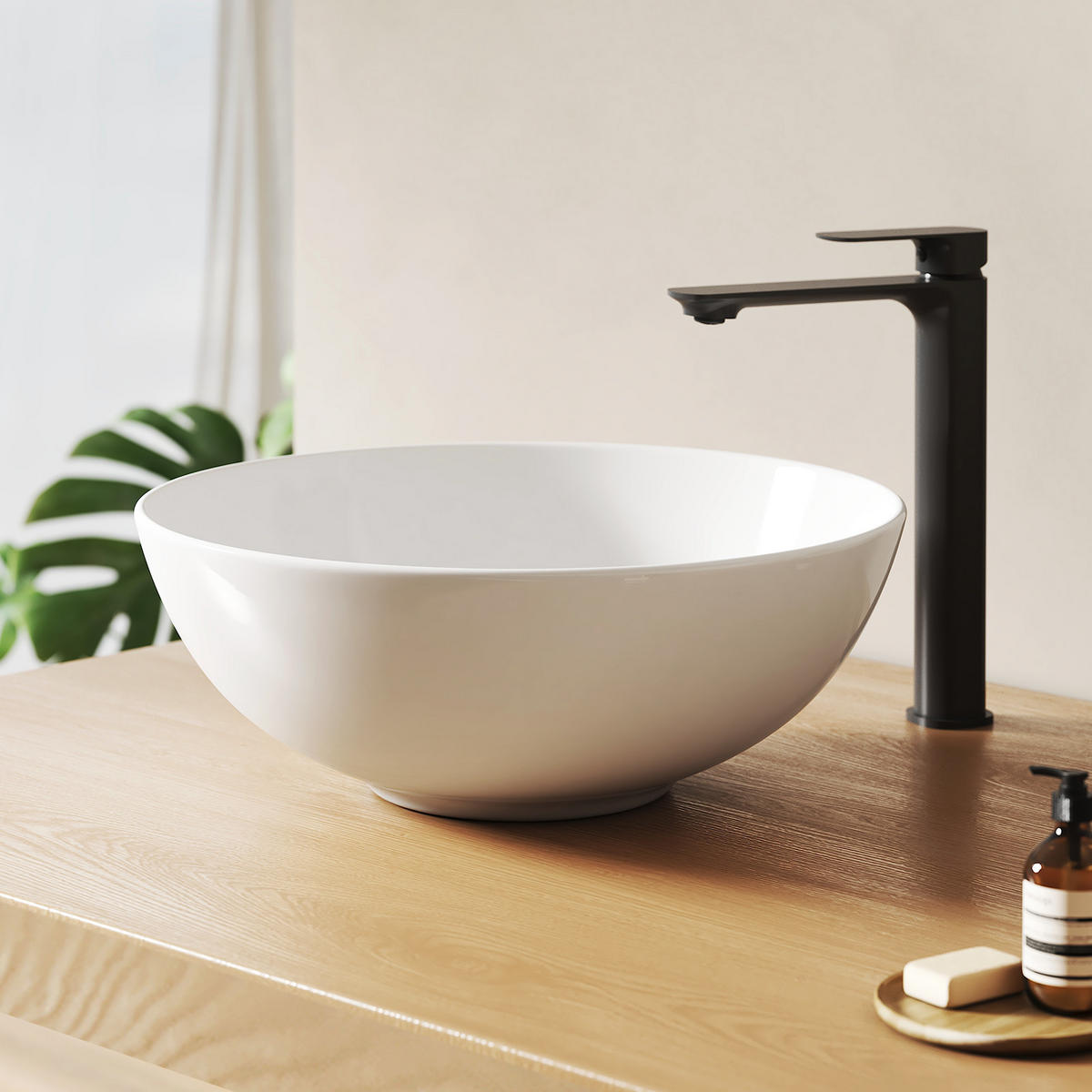 WASCHBECKEN Keramik Weiß Glänzend Ø41,5 / 15,5 cm - Weiß, Keramik (41.5/15.5/41.5cm) - EMKE