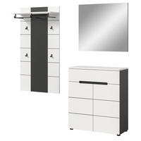 GARDEROBEN-SET 3-teilig weiß, grau 175 cm, Garderobenschränke mit Soft-Close, Cooper - Schwarz/Weiß, Glas/Holzwerkstoff (75/190/37cm) - Inn.Furn