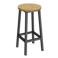 BARHOCKER LBC328B88 Kunsthandwerkersitz, schwarze Basis - Schwarz/Eiche Artisan, Holz (32/65/32cm) - Valora