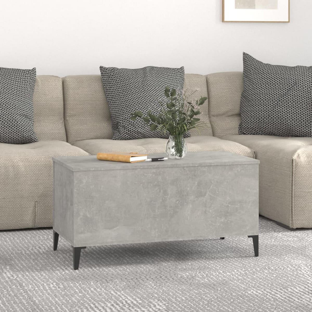COUCHTISCH Betongrau 90x44,5x45 cm Holzwerkstoff - Grau, Holzwerkstoff (90/44.5/45cm) - furnicato